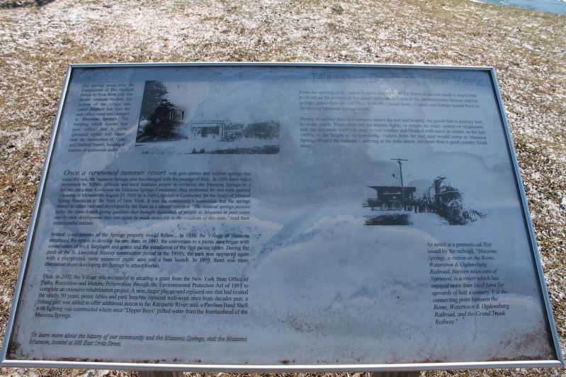 Massena Springs, New York Marker. Click for full size. Massena Springs, New York Marker image. Click for full size.