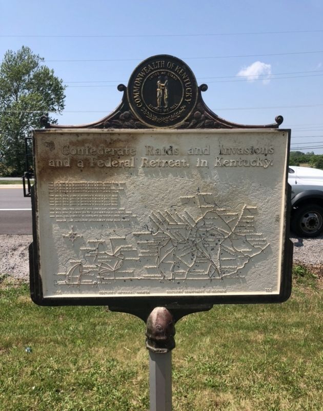 MORGAN'S FIRST RAID / Confederate Raids and Invasions and a Federal Retreat, in Kentucky Marker. Click for full size. MORGAN'S FIRST RAID / Confederate Raids and Invasions and a Federal Retreat, in Kentucky Marker image. Click for full size.