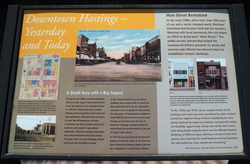 Downtown Hastings  Yesterday and Today Marker image. Click for full size.