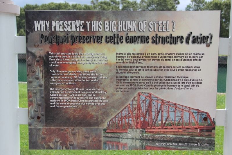 Why Preserve This Big Hunk of Steel? / Pourquoi préserver cette énorme structure d'acier?> Marker. Click for full size. Why Preserve This Big Hunk of Steel? / Pourquoi préserver cette énorme structure d'acier?> Marker image. Click for full size.