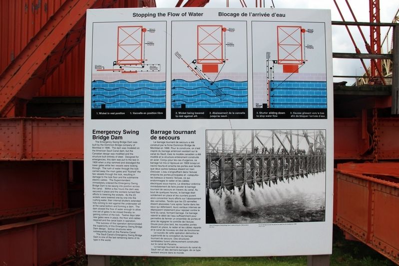 Emergency Swing Bridge Dam / Barrage tournant de secours Marker image. Click for full size.