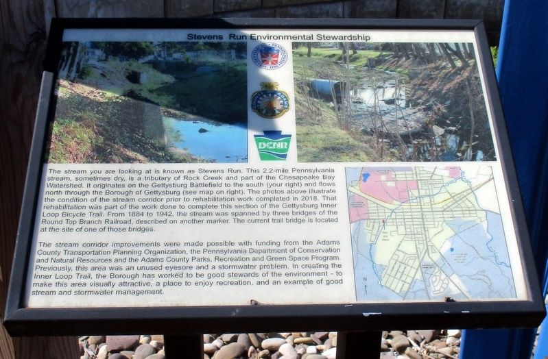 Stevens Run Environmental Stewardship Marker. Click for full size. Stevens Run Environmental Stewardship Marker image. Click for full size.