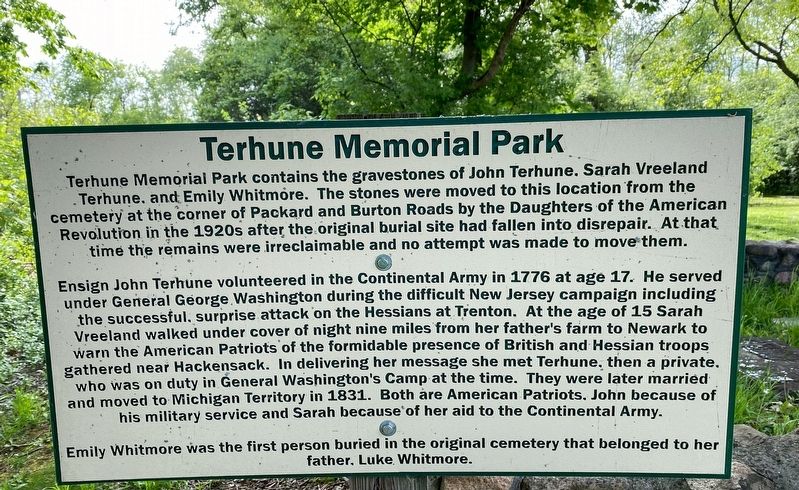 Terhune Memorial Park Marker image. Click for full size.
