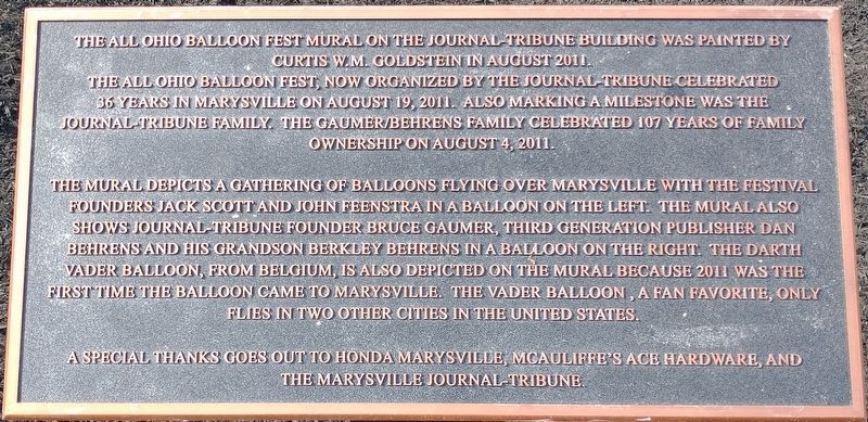 The All Ohio Balloon Fest Mural Marker. Click for full size. The All Ohio Balloon Fest Mural Marker image. Click for full size.