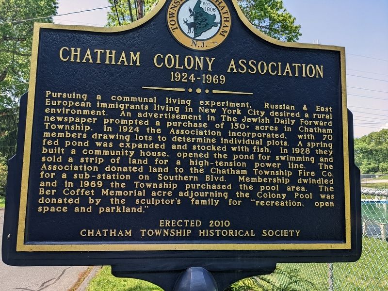 Chatham Colony Association Marker image. Click for full size.