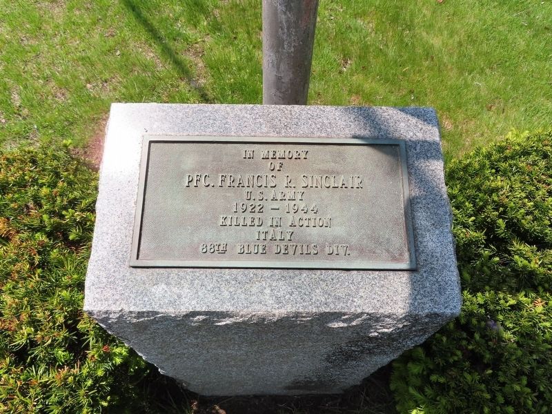 PFC. Francis R. Sinclair Marker. Click for full size. PFC. Francis R. Sinclair Marker image. Click for full size.
