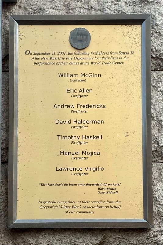 FDNY House 18 9/11 Memorial. Click for full size. FDNY House 18 9/11 Memorial image. Click for full size.