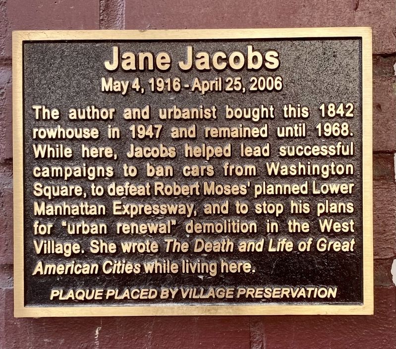 Jane Jacobs Marker image. Click for full size.