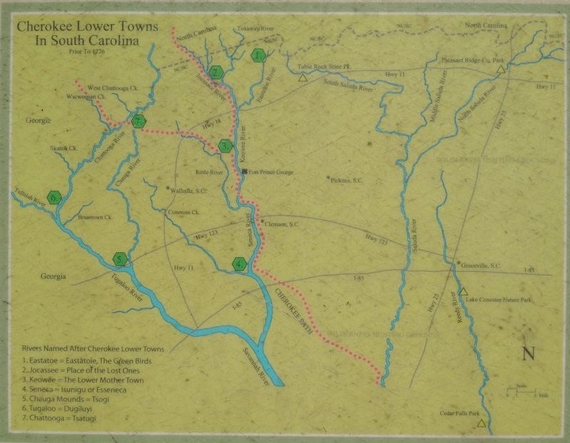 Cherokee Lower Towns in South Carolina. Click for full size. Cherokee Lower Towns in South Carolina image. Click for full size.