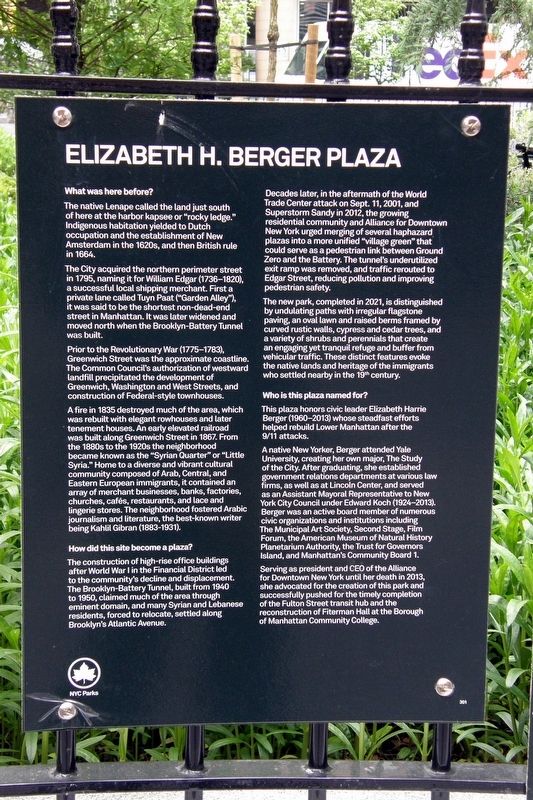 Elizabeth H. Berger Plaza Marker image. Click for full size.