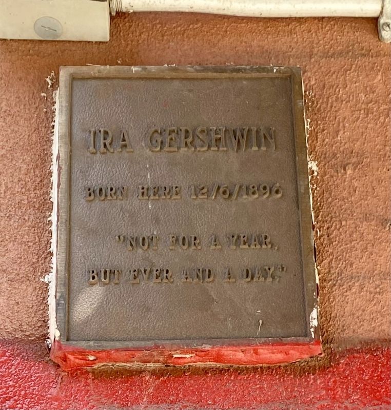 Ira Gershwin Marker. Click for full size. Ira Gershwin Marker image. Click for full size.