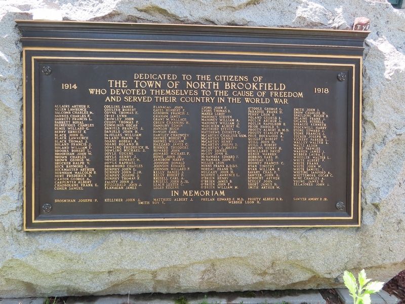 North Brookfield World War I Monument image. Click for full size.
