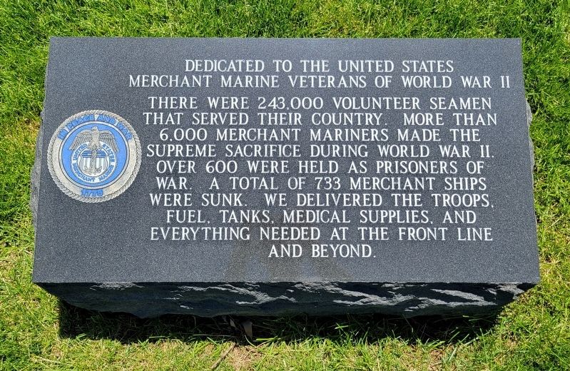 Merchant Marine Veterans of World War II Marker. Click for full size. Merchant Marine Veterans of World War II Marker image. Click for full size.