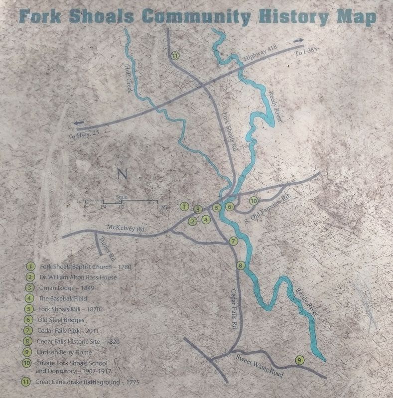 Fork Shoals Community History Map image. Click for full size.