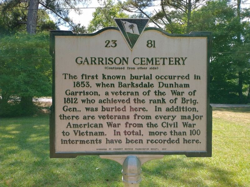 Garrison Cemetery Marker (Back) image. Click for full size.