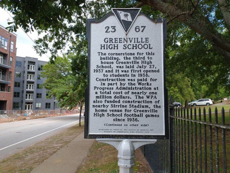 Greenville High School Marker (Front) image. Click for full size.