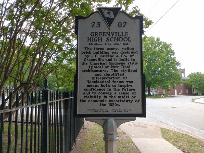 Greenville High School Marker (Back) image. Click for full size.