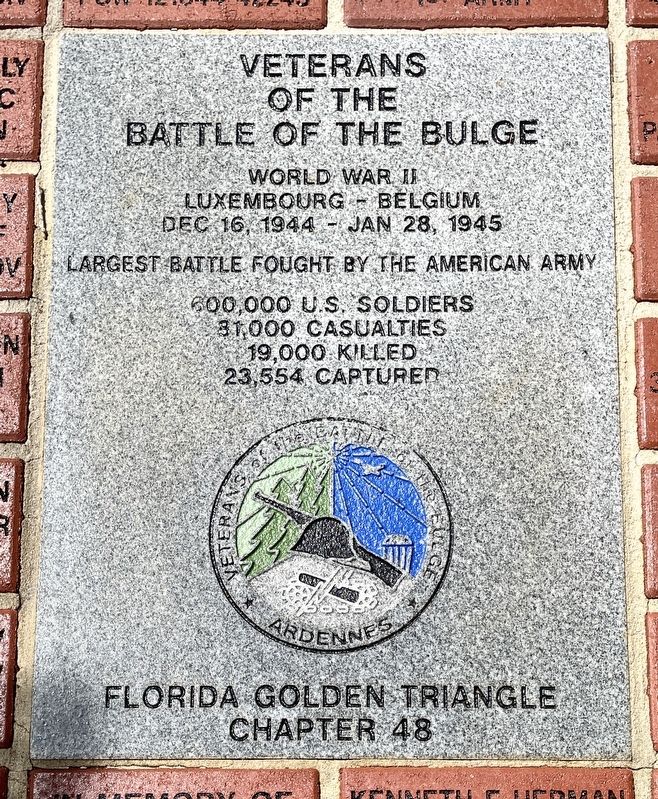 Veterans of the Battle of the Bulge Marker. Click for full size. Veterans of the Battle of the Bulge Marker image. Click for full size.