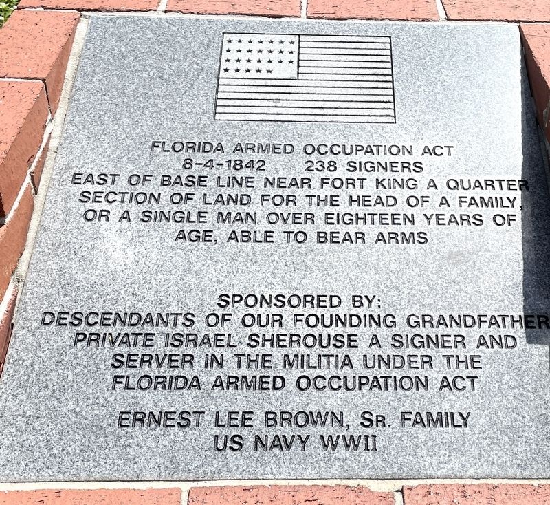 Florida Armed Occupation Act Marker. Click for full size. Florida Armed Occupation Act Marker image. Click for full size.
