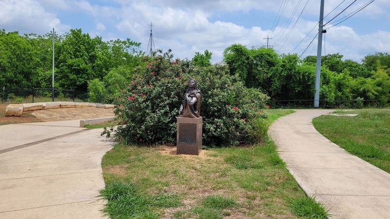 The view of Chief Placido ("Ha-shu-ka-na") Marker and Statue from the walkway. Click for full size. The view of Chief Placido ("Ha-shu-ka-na") Marker and Statue from the walkway image. Click for full size.