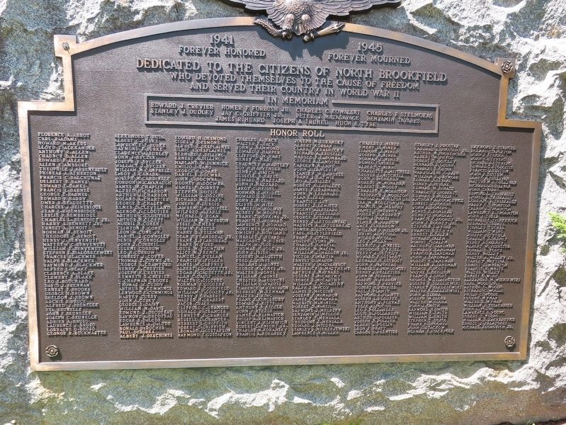 North Brookfield World War II Monument image. Click for full size.
