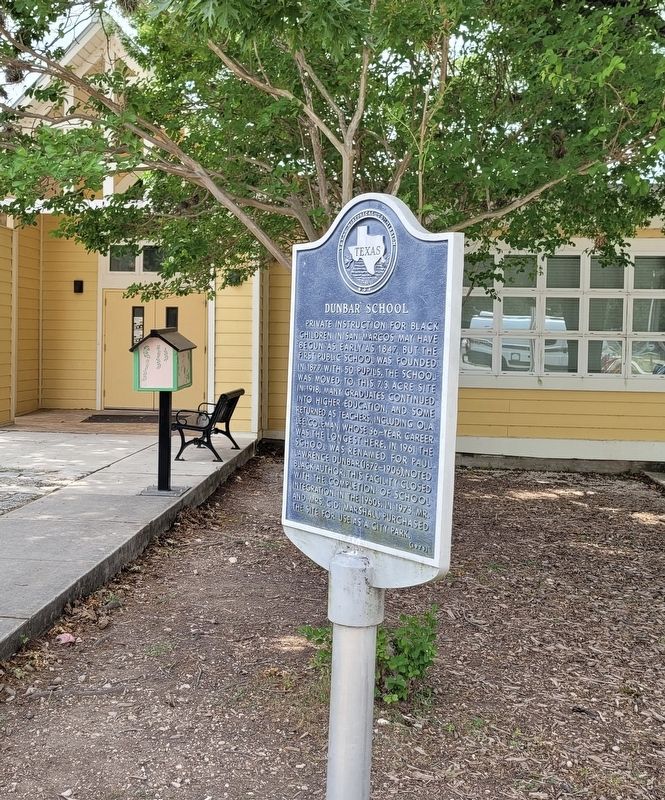 The Dunbar School Marker in front of the library image. Click for full size.