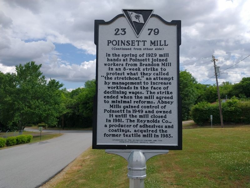 Poinsett Mill Marker (Back) image. Click for full size.