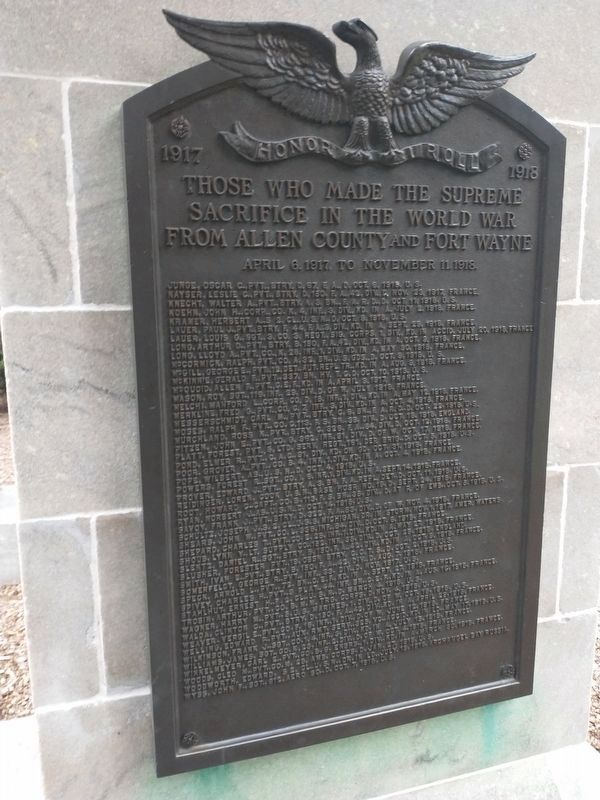 Allen County and Fort Wayne W.W. I Memorial image. Click for full size.