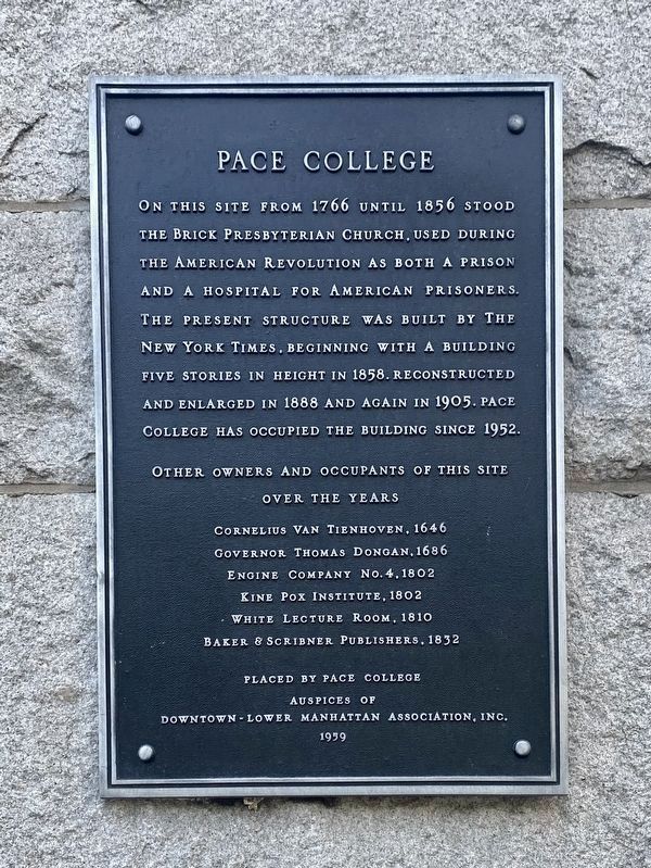 Pace College Marker image. Click for full size.