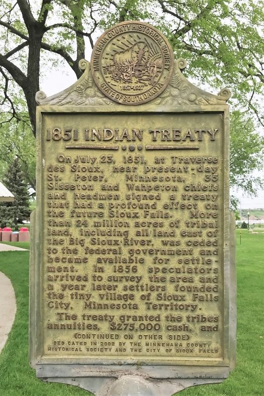 1851 Indian Treaty Marker. Click for full size. 1851 Indian Treaty Marker image. Click for full size.