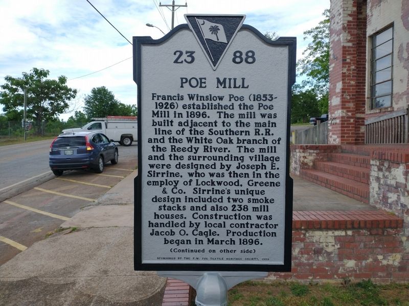 Poe Mill Marker (Front) image. Click for full size.