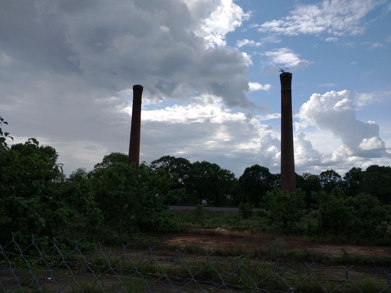 Poe Mill Smoke Stacks. Click for full size. Poe Mill Smoke Stacks image. Click for full size.