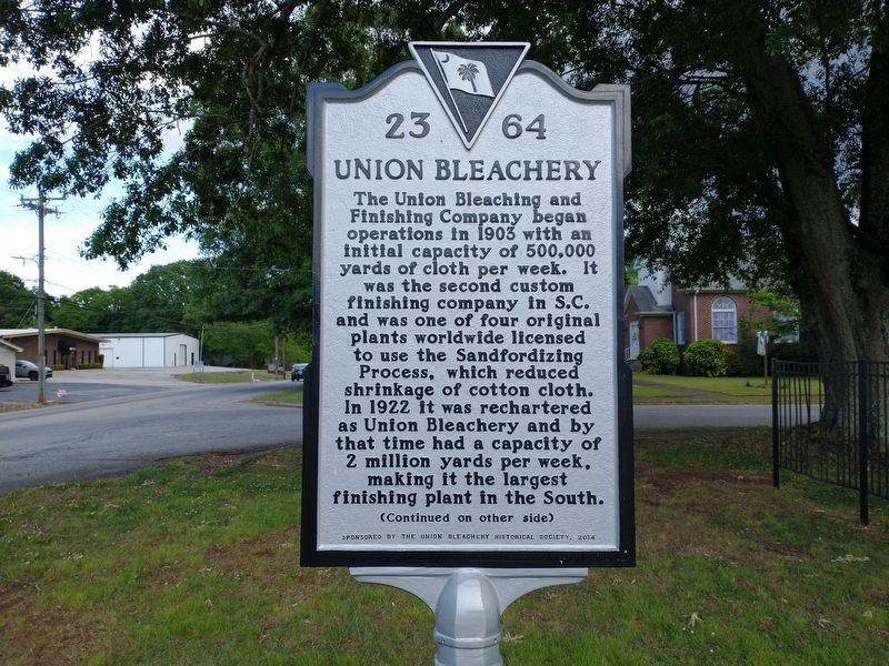 Union Bleachery Marker (Front). Click for full size. Union Bleachery Marker (Front) image. Click for full size.
