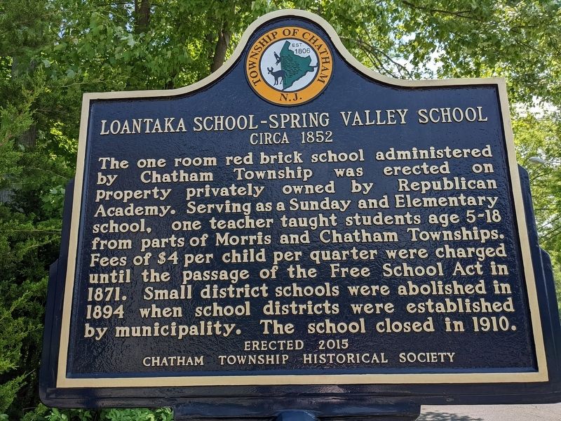 Loantaka School - Spring Valley School Marker image. Click for full size.