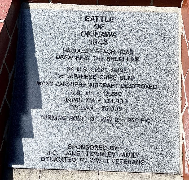 Battle of Okinawa Marker. Click for full size. Battle of Okinawa Marker image. Click for full size.