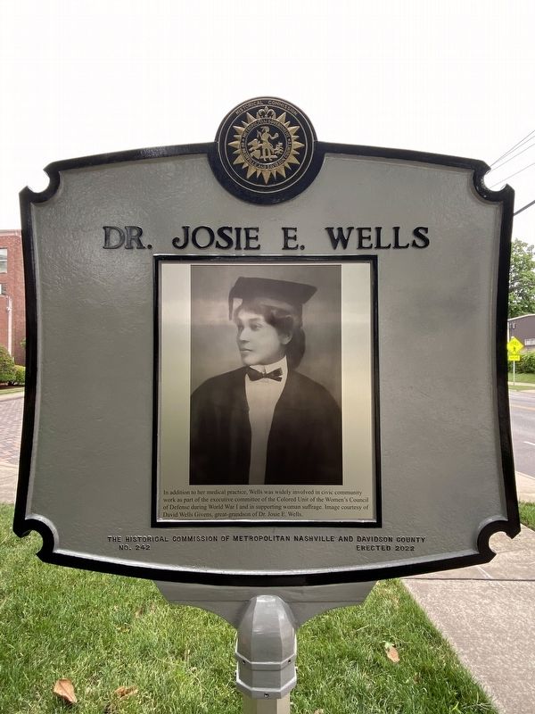 Dr. Josie E. Wells Marker. Click for full size. Dr. Josie E. Wells Marker image. Click for full size.