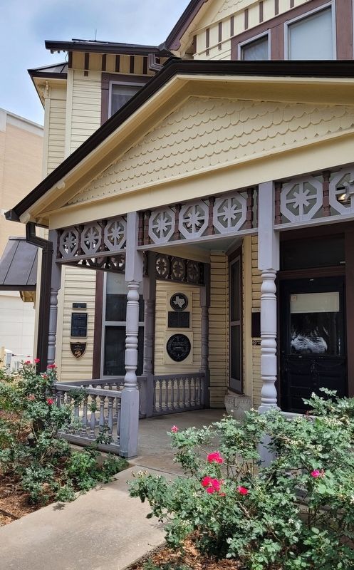 The front entrance of Beverly Hutchison House with markers. Click for full size. The front entrance of Beverly Hutchison House with markers image. Click for full size.