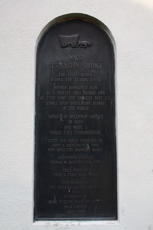 Waco Suspension Bridge Marker image. Click for full size.