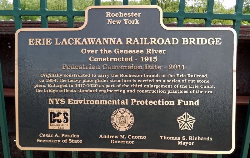 Erie Lackawanna Railroad Bridge Marker. Click for full size. Erie Lackawanna Railroad Bridge Marker image. Click for full size.