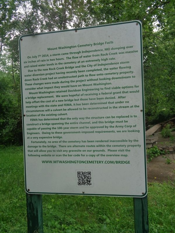 Mount Washington Cemetery Bridge Facts Marker image. Click for full size.