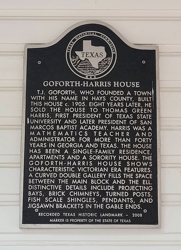 Goforth-Harris House Marker. Click for full size. Goforth-Harris House Marker image. Click for full size.