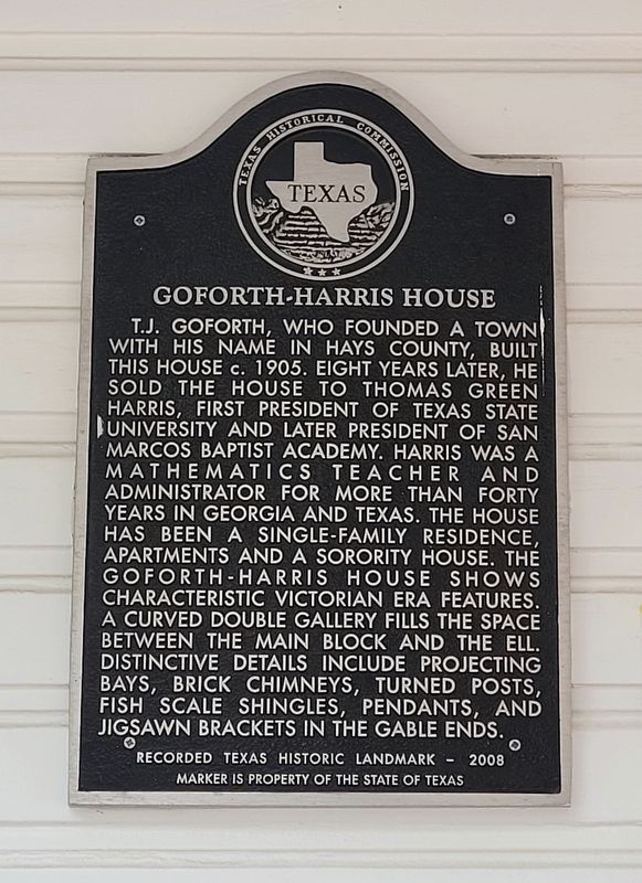Goforth-Harris House Marker image. Click for full size.