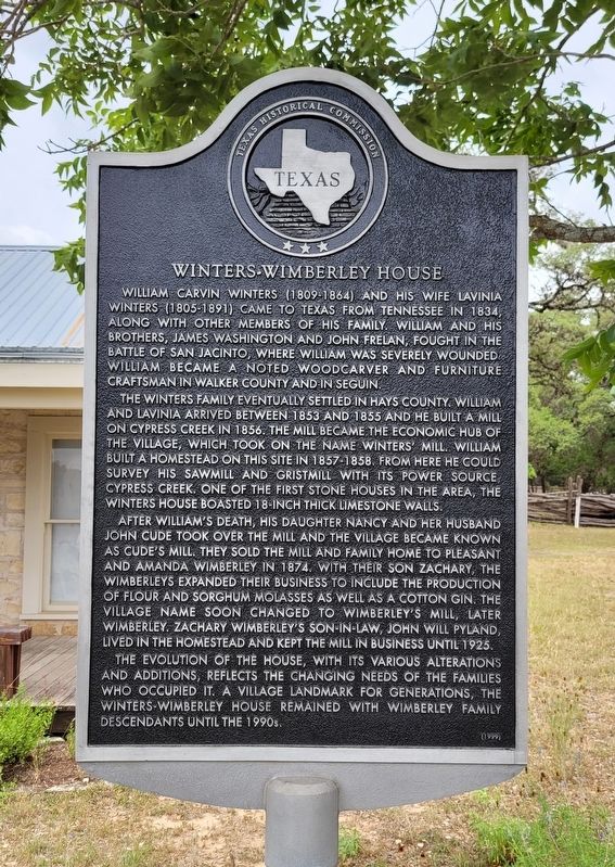 Winters-Wimberley House Marker. Click for full size. Winters-Wimberley House Marker image. Click for full size.