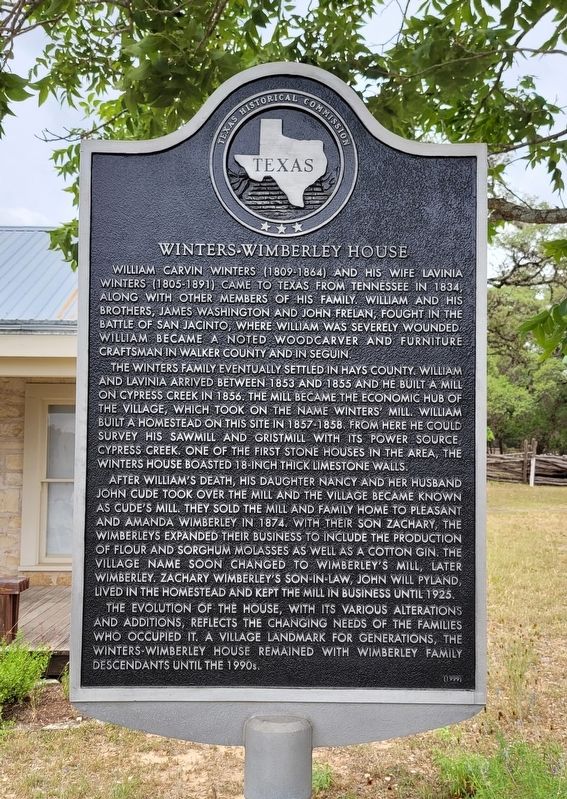 Winters-Wimberley House Marker image. Click for full size.
