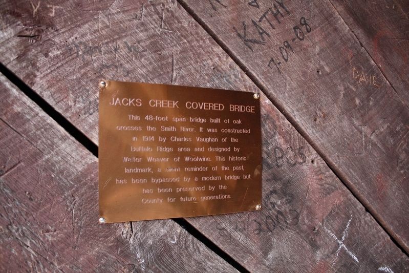 Jacks Creek Covered Bridge Marker. Click for more information. Jacks Creek Covered Bridge Marker image. Click for more information.