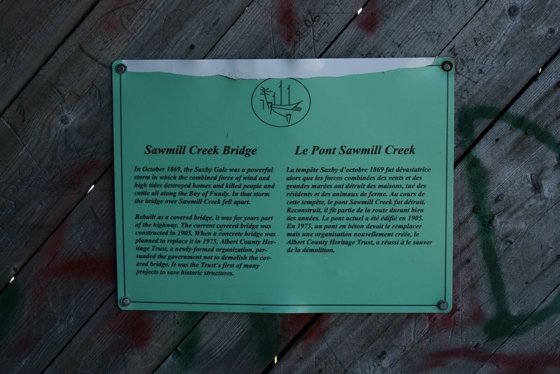 Sawmill Creek Bridge/Le Pont Sawmill Creek Marker. Click for full size. Sawmill Creek Bridge/Le Pont Sawmill Creek Marker image. Click for full size.