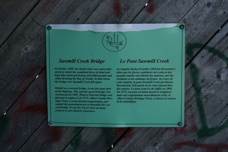Sawmill Creek Bridge/Le Pont Sawmill Creek Marker image. Click for full size.