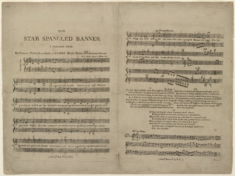 The first sheet music publication of The Star Spangled Banner. Click for full size. The first sheet music publication of The Star Spangled Banner image. Click for full size.