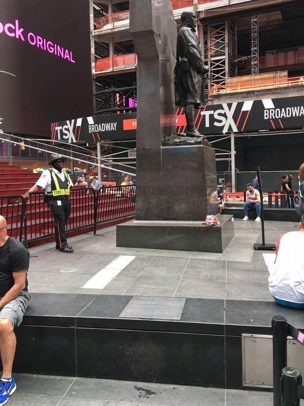 Duffy Square Marker and Statue image. Click for full size.