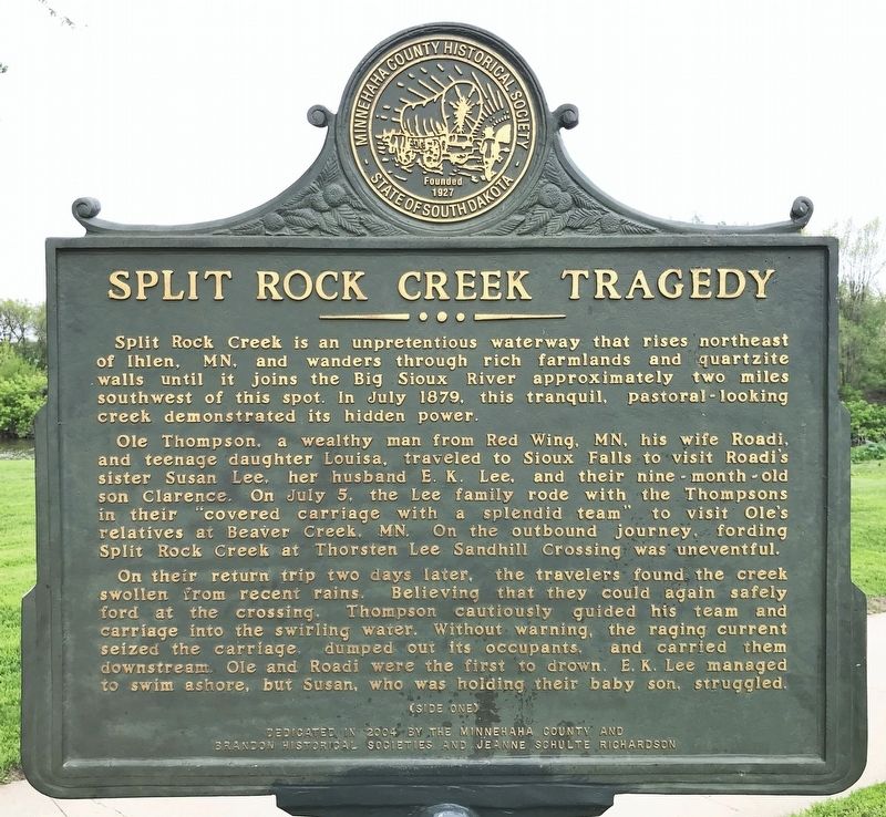 Split Rock Creek Tragedy Marker <i>(Side one)</i>. Click for full size. Split Rock Creek Tragedy Marker <i>(Side one)</i> image. Click for full size.